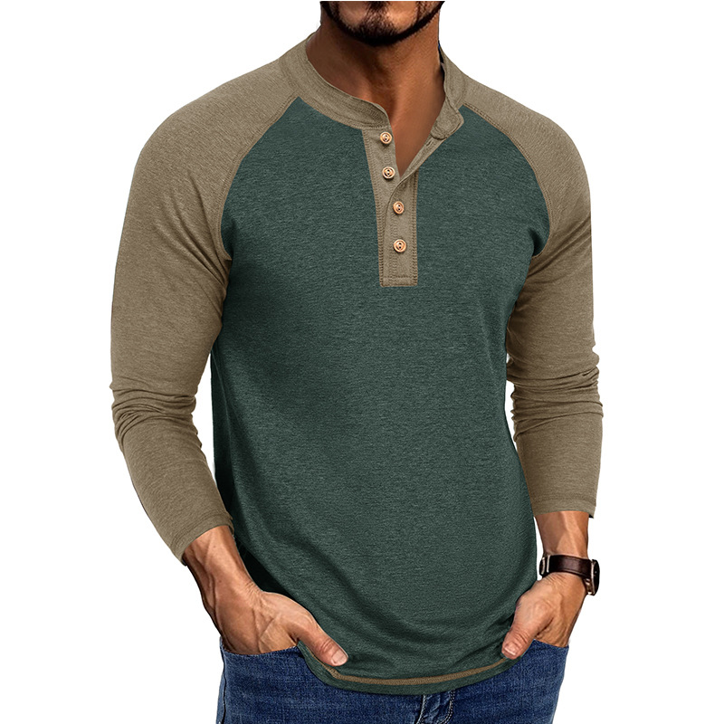 Base Layer Top - Herenshirt met lange mouwen, Henley-stijl, raglanmouwen,