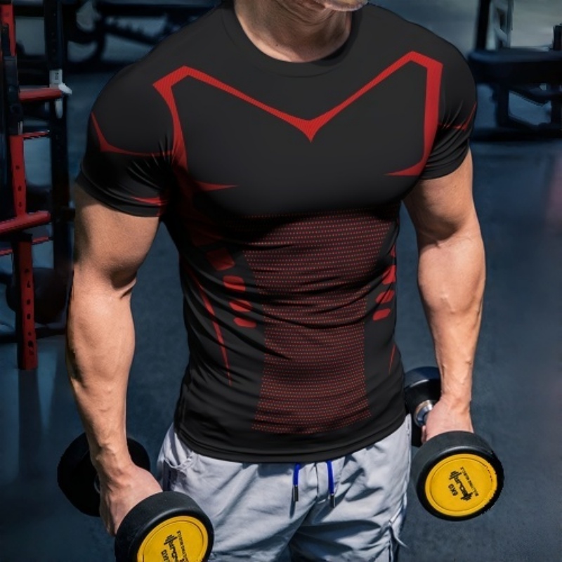 Herensportshirt 3D Rood Zwart  - Compression Shorts Athletes recensie en prijs